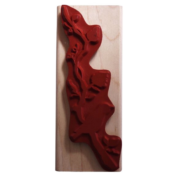 Bird Branch Rubber Stamp By Memory Box USA Wood-Mounted 4.5" X 1.5" - Picture 2 of 5